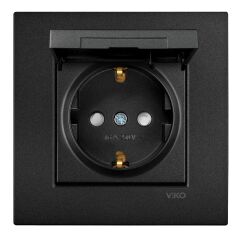 ARVİA KAREN METALİK SİYAH KAPAKLI TOPRAKLI PRİZ MODÜL