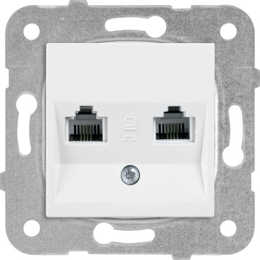 VİKO KARRE BEYAZ İKİLİ NUMERİS TELEFON PRİZİ MEKANİZMA