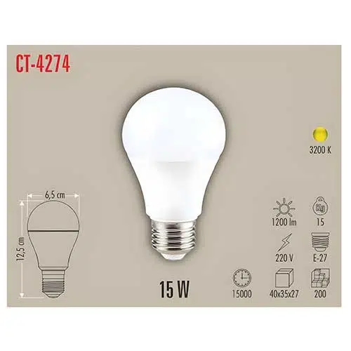 CATA 15W CT-4274G LED AMPUL (E27) (GÜNIŞIĞI) CATA 15W CT-4274G LED AMPUL (E27) (GÜNIŞIĞI)
