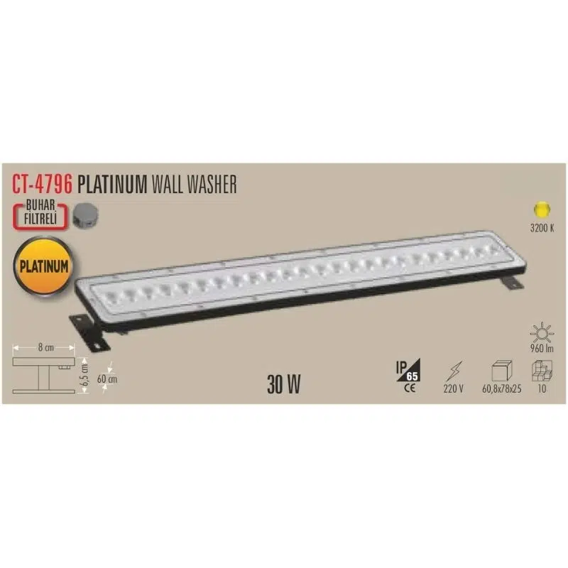 CATA 30W CT-4796G PLATINUM WALLWASHER 60CM (GÜNIŞIĞI) CATA 30W CT-4796G PLATINUM WALLWASHER 60CM (GÜNIŞIĞI)