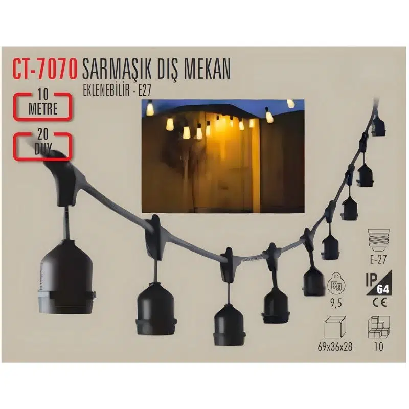 CATA SARMAŞIK DIŞ MEKAN ARMATÜR (10MT 20 DUY) CT-7070 CATA SARMAŞIK DIŞ MEKAN ARMATÜR (10MT 20 DUY) CT-7070