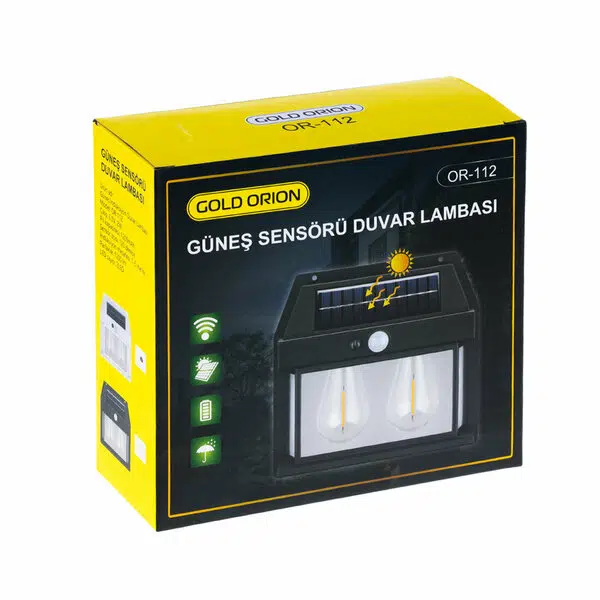 GÜNEŞ ENERJİLİ SENSÖRLÜ DUVAR LAMBASI İKİLİ OR-112