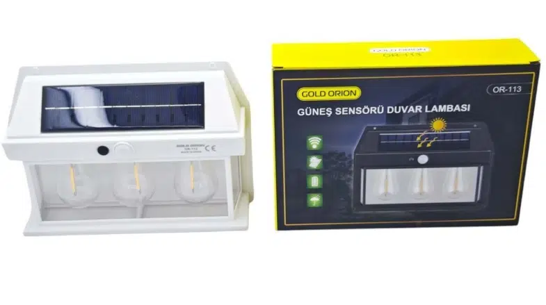 GÜNEŞ ENERJİLİ SENSÖRLÜ DUVAR LAMBASI ÜÇLÜ OR-113