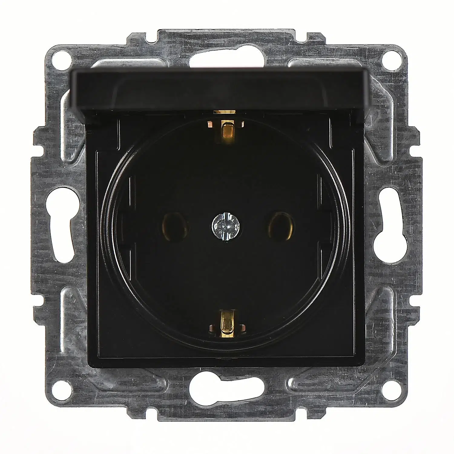 GÜNSAN EGONA METALLİC SİYAH KAPAKLI TOPRAKLI PRİZ