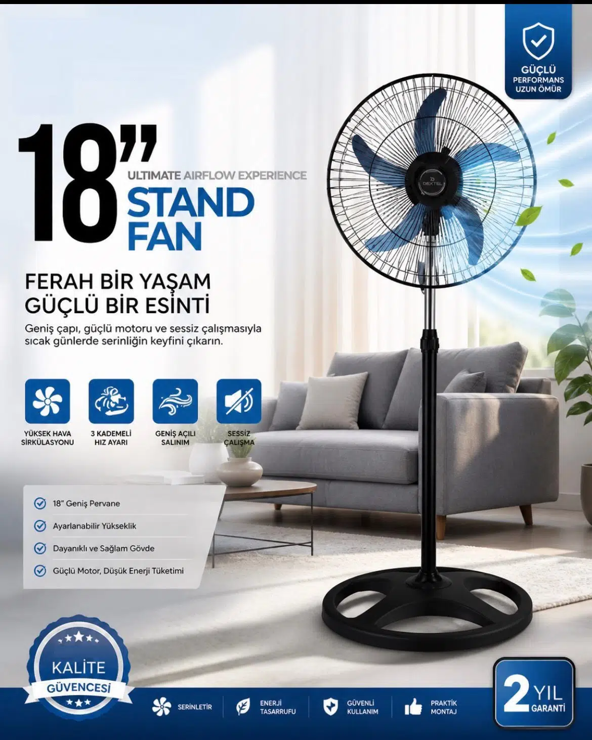VANTİLATÖR ENSİGA 18'' 5 KANATLI METAL