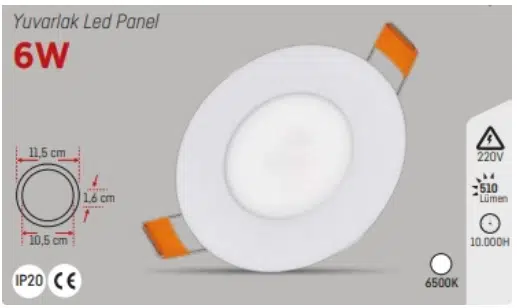 YCL 6W SIVA ALTI LED PANEL YUVARLAK YCL 6W SIVA ALTI LED PANEL YUVARLAK